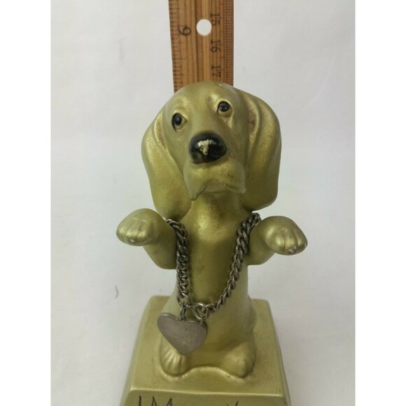 Vintage 1969 A.T. Inc Dog Figurine "I Miss You" With Tears Gold 5" - Picture 6 of 6